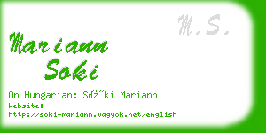 mariann soki business card